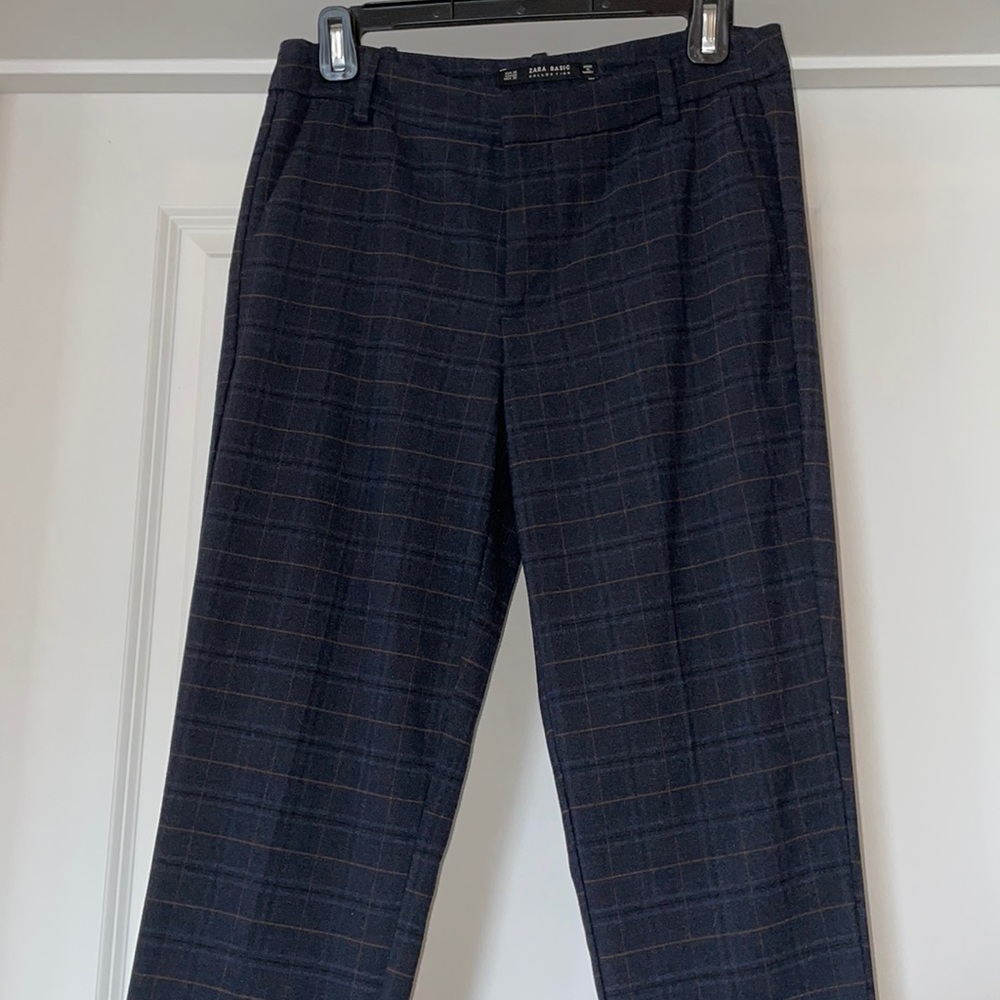 Zara Basics blue plaid pant USA 04, EUR 36. Like New!
